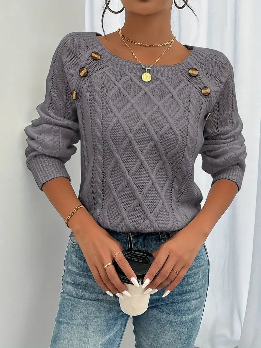 Pull en maille torsadée à manches raglan pour femme
