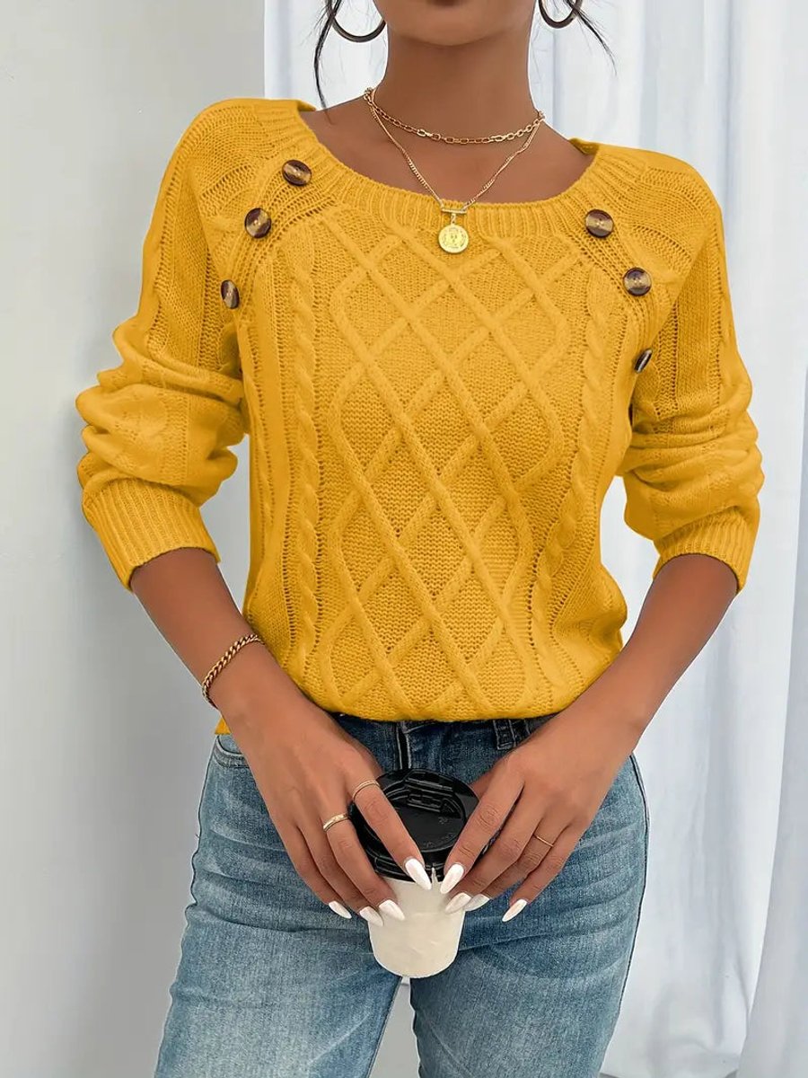 Pull en maille torsadée à manches raglan pour femme