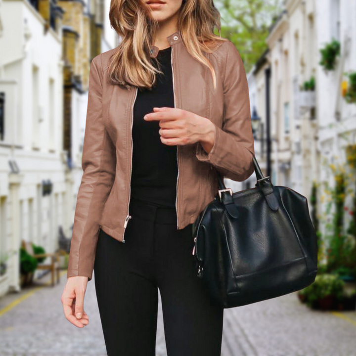 Women's Tailored Biker Jacket with Zip Front