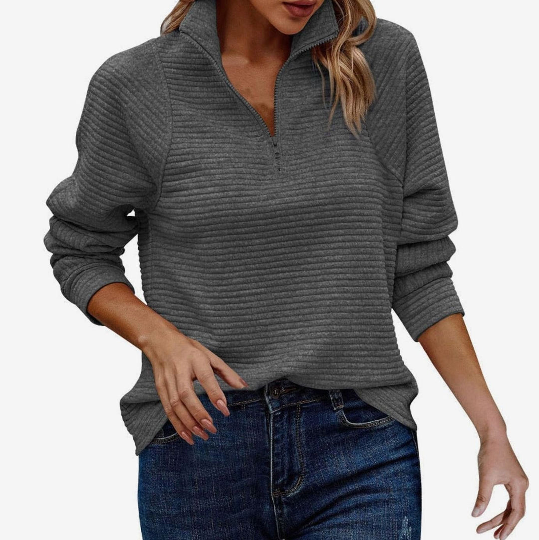 Women's Ribbed Half-Zip Oversized Jumper