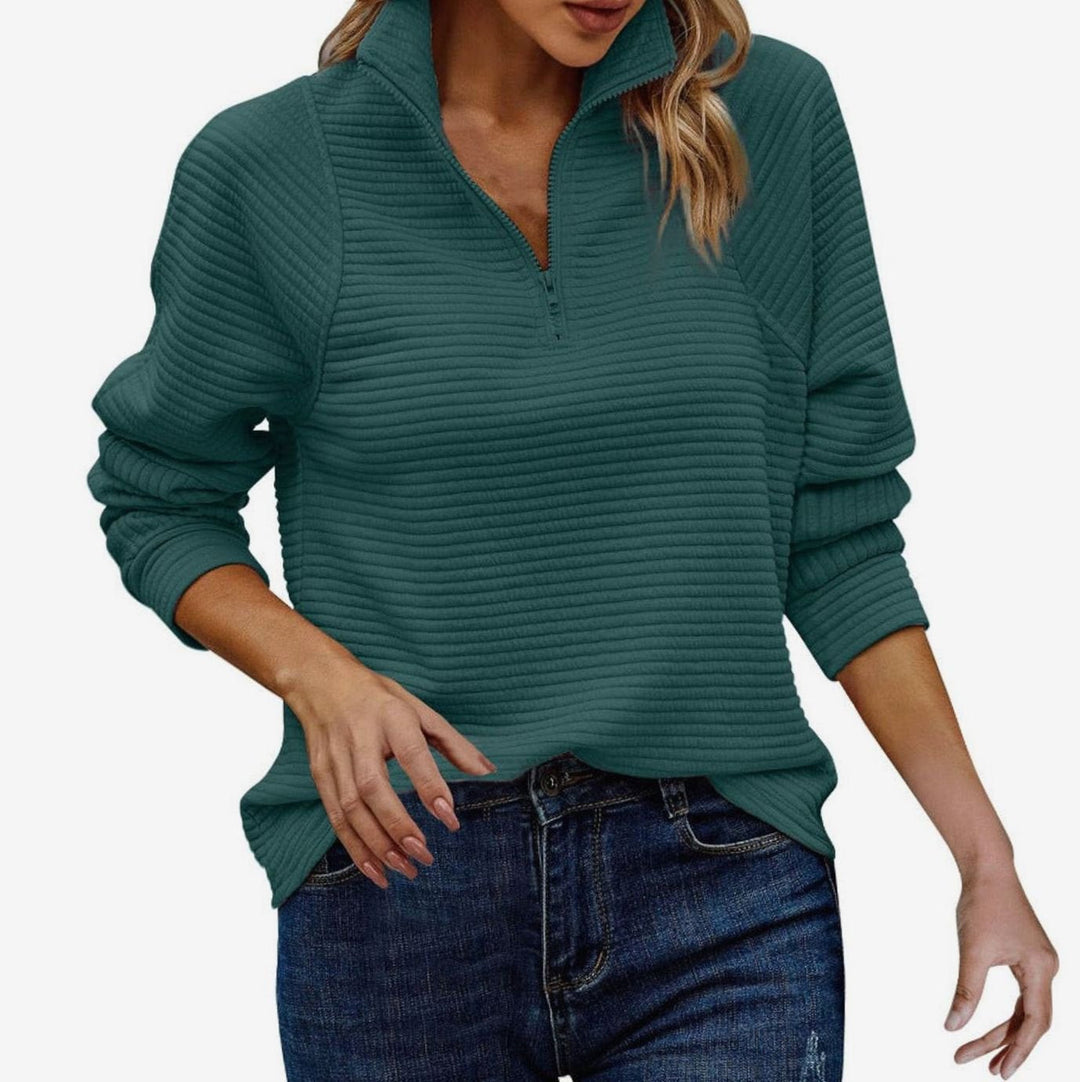 Women's Ribbed Half-Zip Oversized Jumper