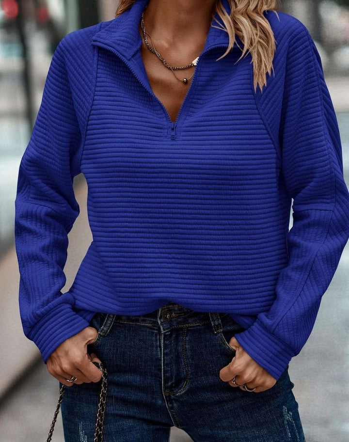 Women's Ribbed Half-Zip Oversized Jumper