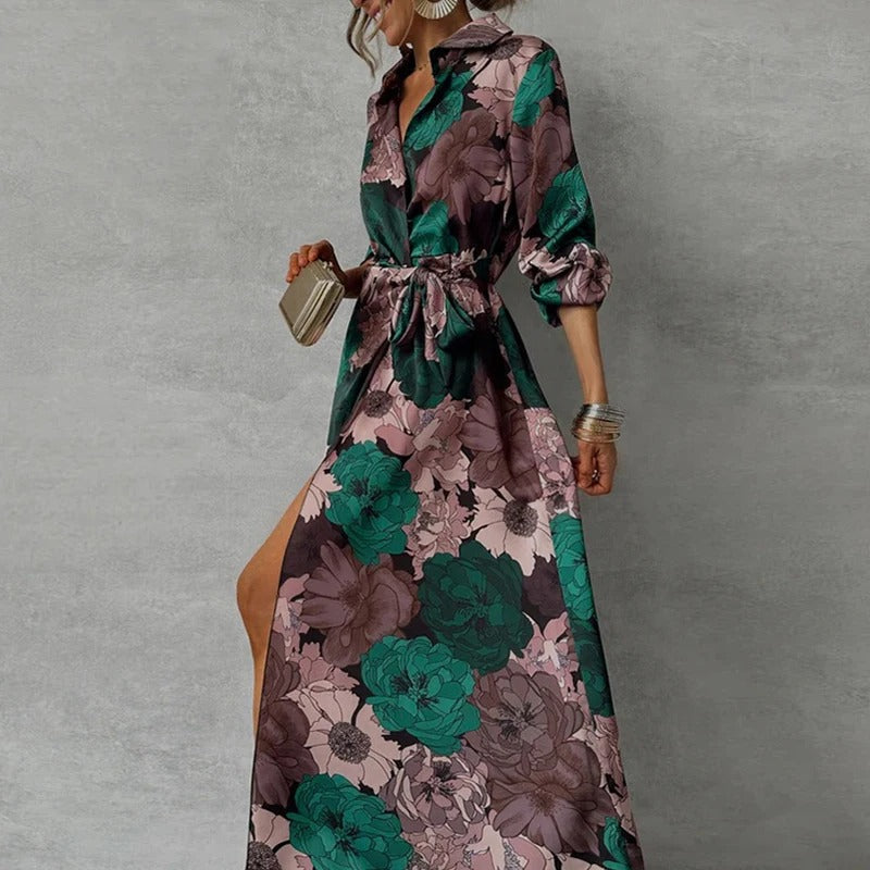 Magdalena | Floral Maxi Dress with Collar