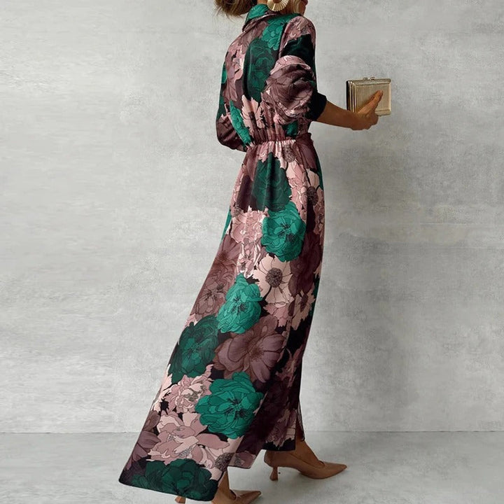 Magdalena | Floral Maxi Dress with Collar