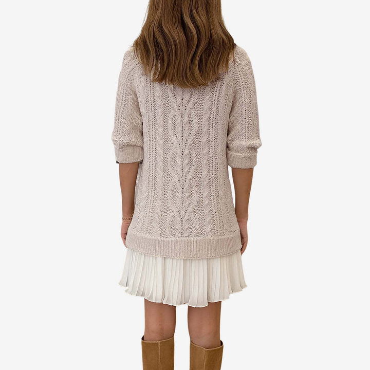 Women's Cable Knit Pleated Mini Dress