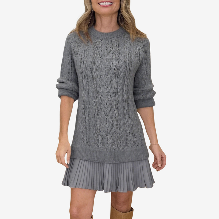 Women's Cable Knit Pleated Mini Dress