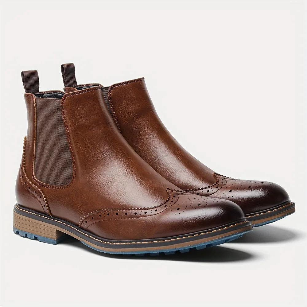 Women's Chelsea Ankle Boots with Brogue Detail