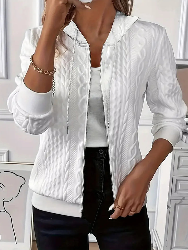 Women's Jacquard Hooded Zip Jacket