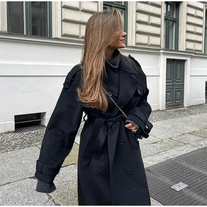 Women's Belted Double-Breasted Trench Coat
