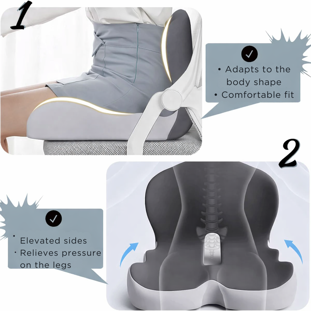 Desk Chair Seat Cushion with Memory Foam and Ergonomic Lumbar Support for Office - Image 4