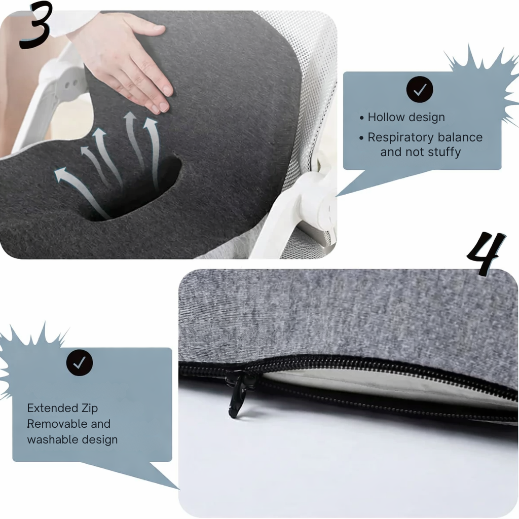 Desk Chair Seat Cushion with Memory Foam and Ergonomic Lumbar Support for Office - Image 5