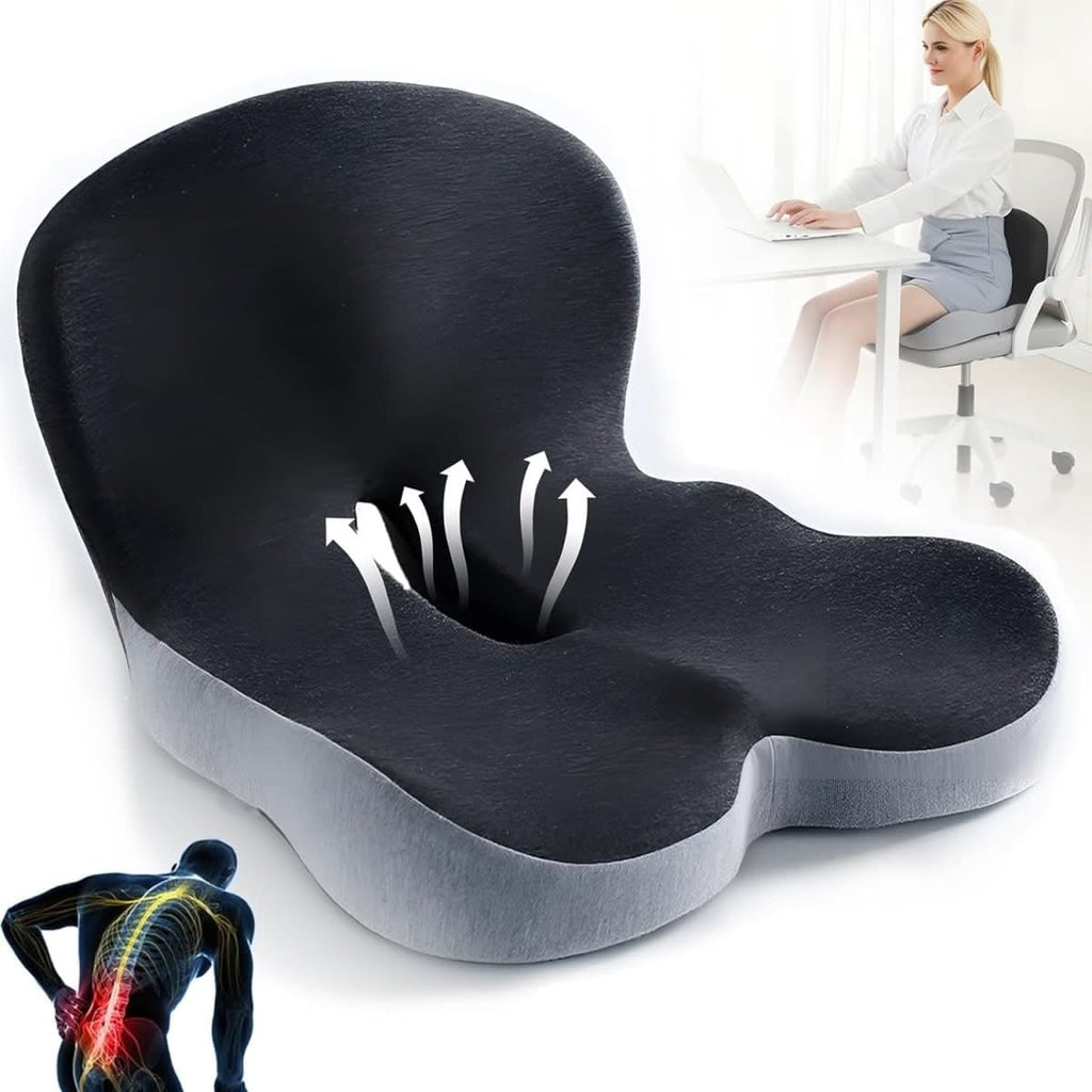 Desk Chair Seat Cushion with Memory Foam and Ergonomic Lumbar Support for Office - Image 9