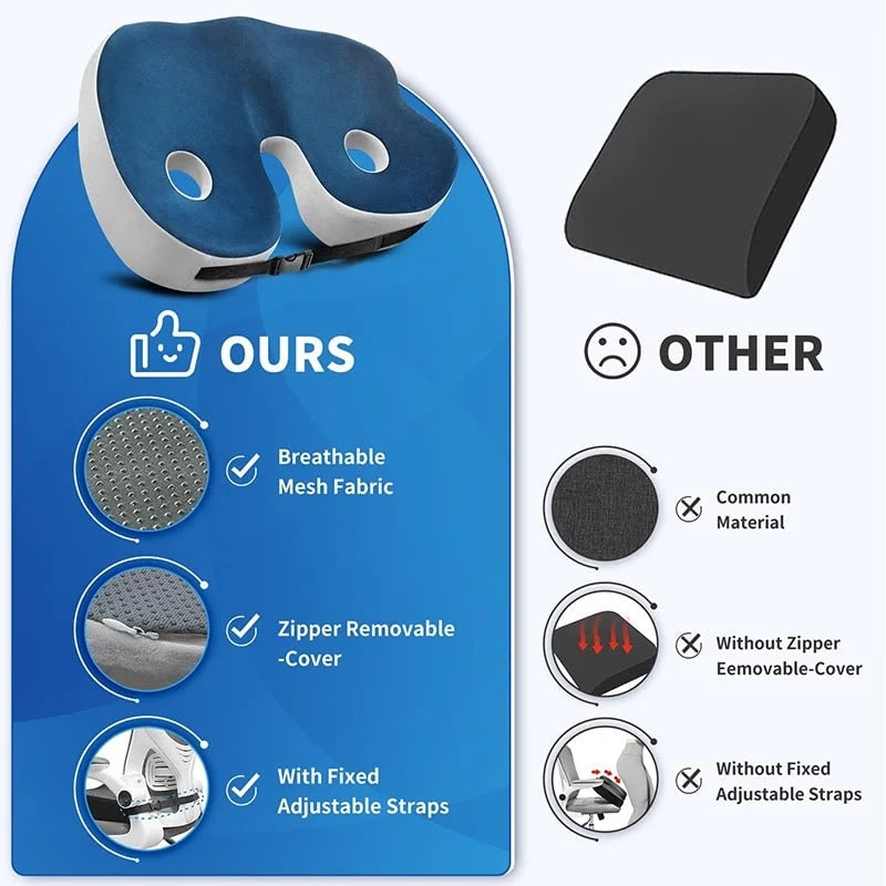 Desk Chair Seat Cushion with Orthopedic Memory Foam and Dual Cutout Design - Image 5