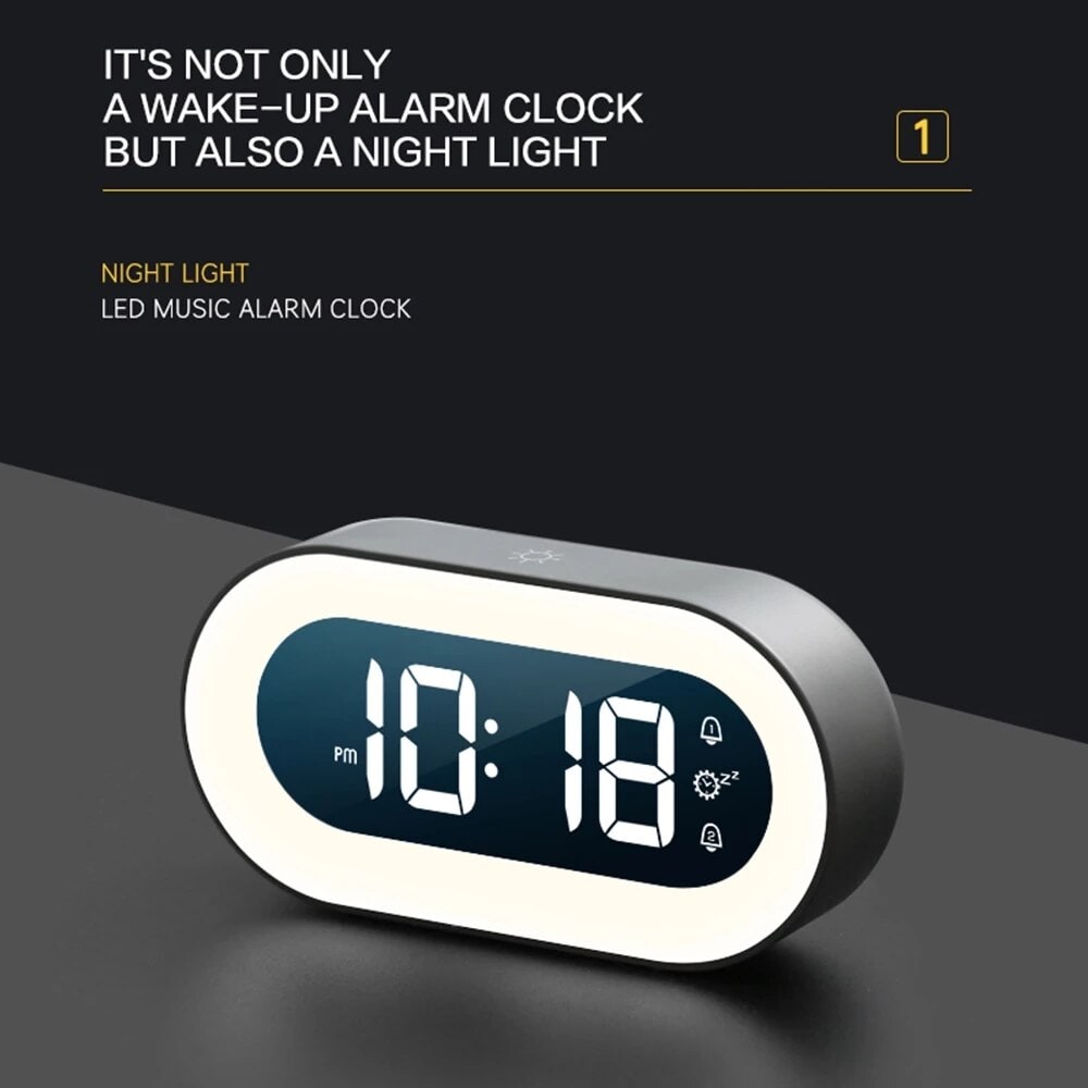 Digital Alarm Clock with LED Display Dimmable Night Light and Usb-C Charging - Image 2