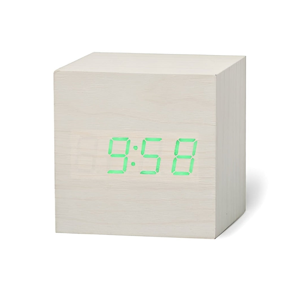 Digital Alarm Clock with Wood Grain Finish LED Display and Temperature - Image 6