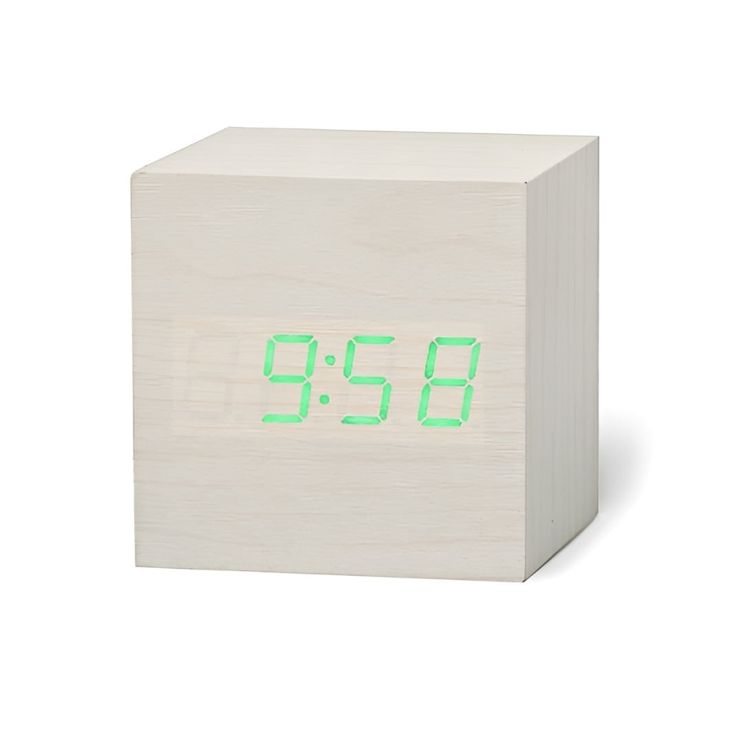 Digital Alarm Clock with Wood Grain Finish LED Display and Temperature - Image 6