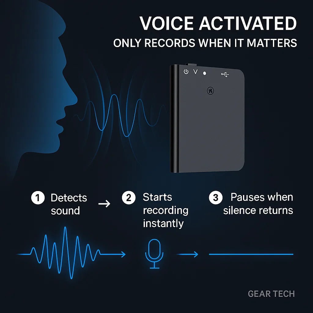 Digital Voice Recorder Pocket-Sized with Activation and Slim Matte Black Design - Image 6