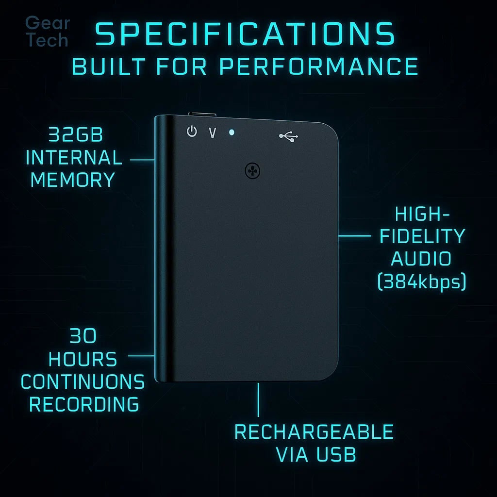 Digital Voice Recorder Pocket-Sized with Activation and Slim Matte Black Design - Image 7