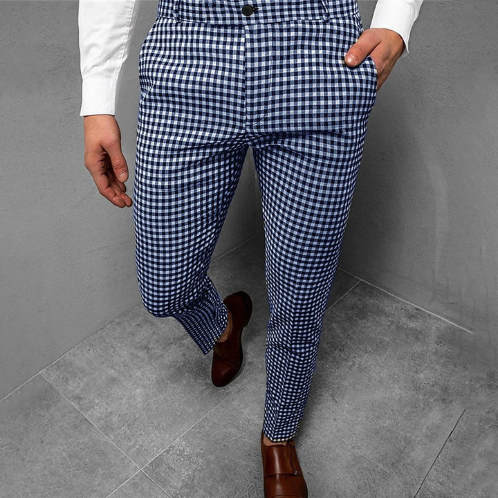 Men's Slim Fit Checked Trousers