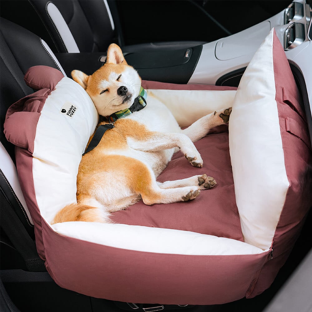 Dog Car Seat with Convertible Design Safety Leash and Removable Cushion Covers - Image 1