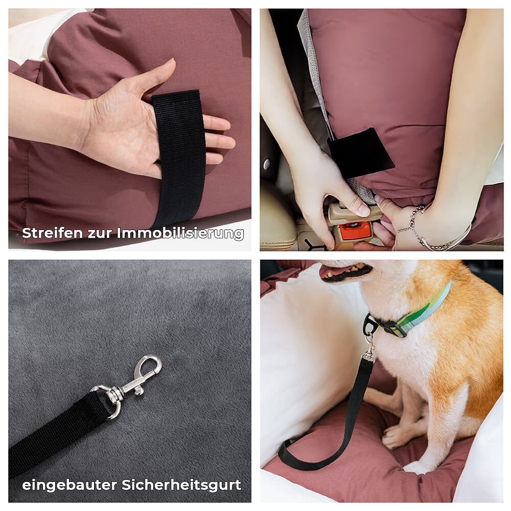 Dog Car Seat with Convertible Design Safety Leash and Removable Cushion Covers - Image 4