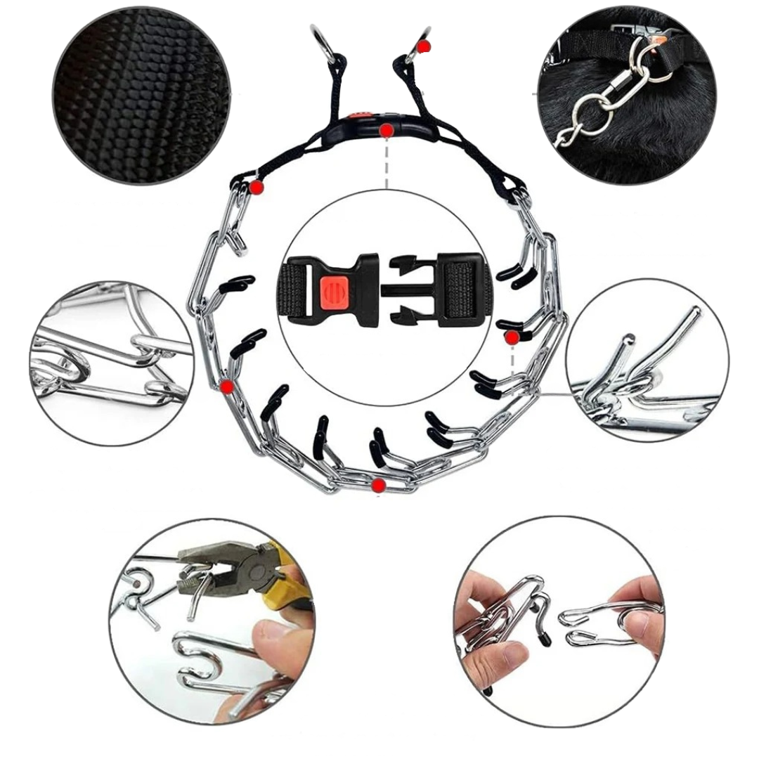 Dog Prong Collar with Reflective Cover and Quick-Release Buckle for Training - Image 9