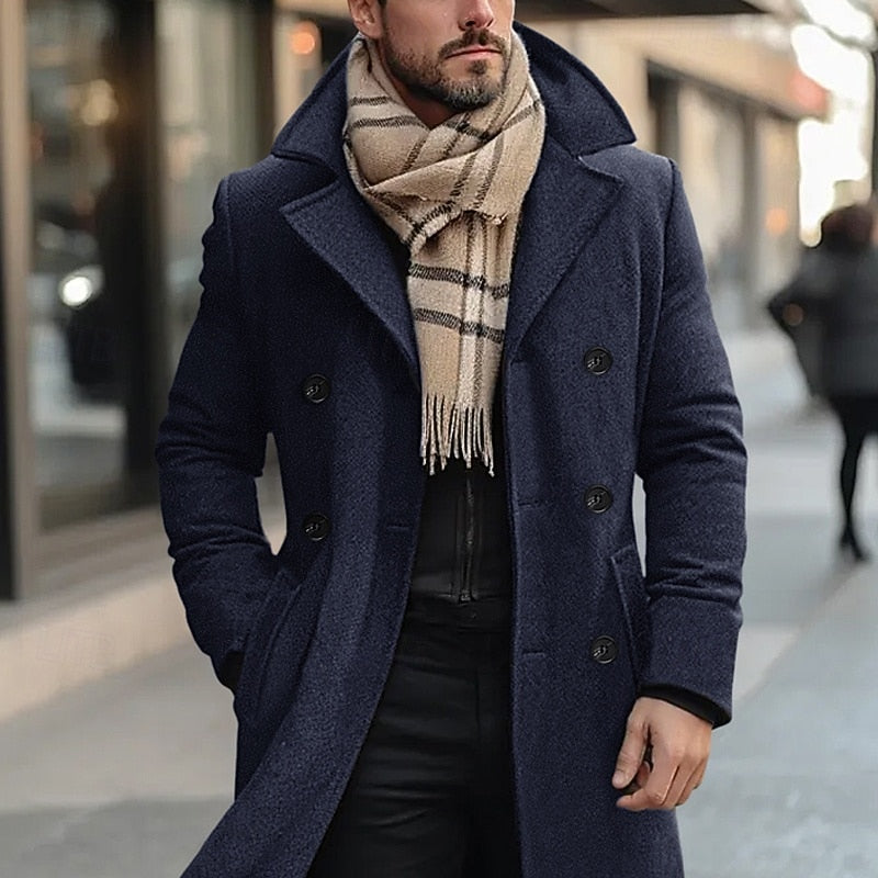 Cappotto lungo doppiopetto da uomo
