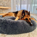 Donut Dog Bed with Plush Faux Fur Raised Rim and Calming Nest Design - Image 1