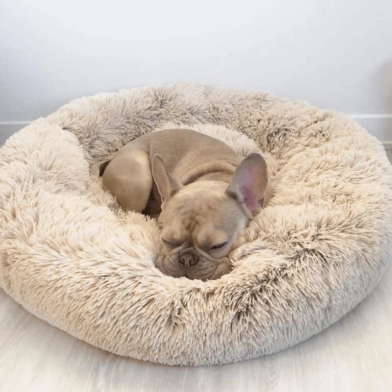 Donut Dog Bed with Plush Faux Fur Raised Rim and Calming Nest Design - Image 10