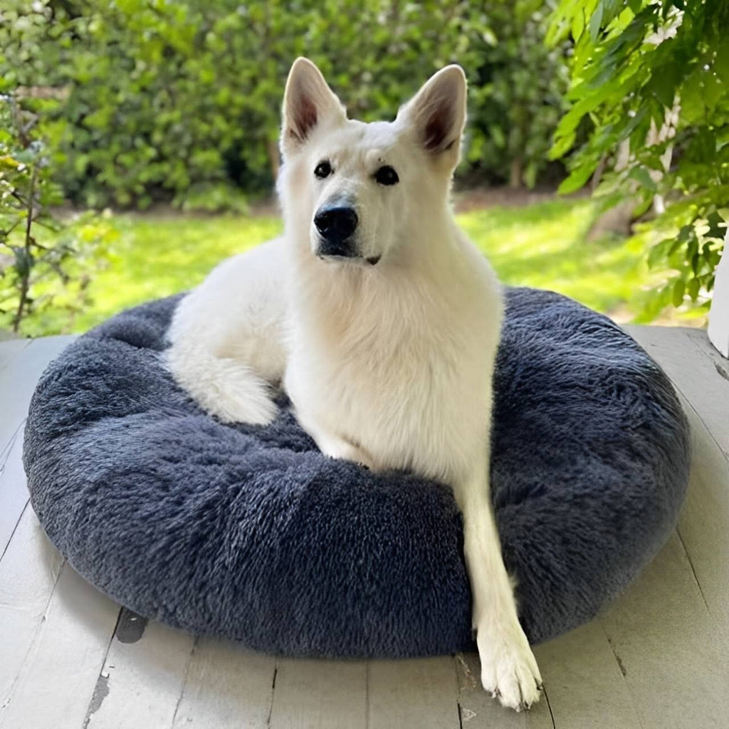 Donut Dog Bed with Plush Faux Fur Raised Rim and Calming Nest Design - Image 12