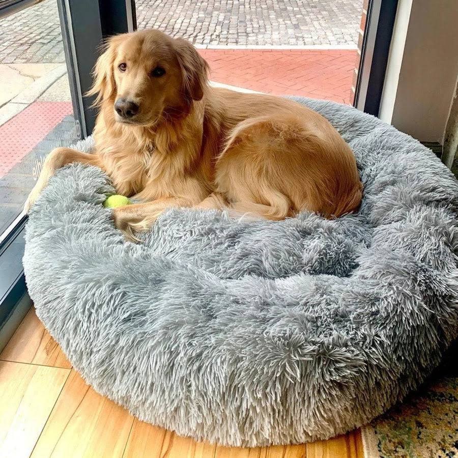 Donut Dog Bed with Plush Faux Fur Raised Rim and Calming Nest Design - Image 13