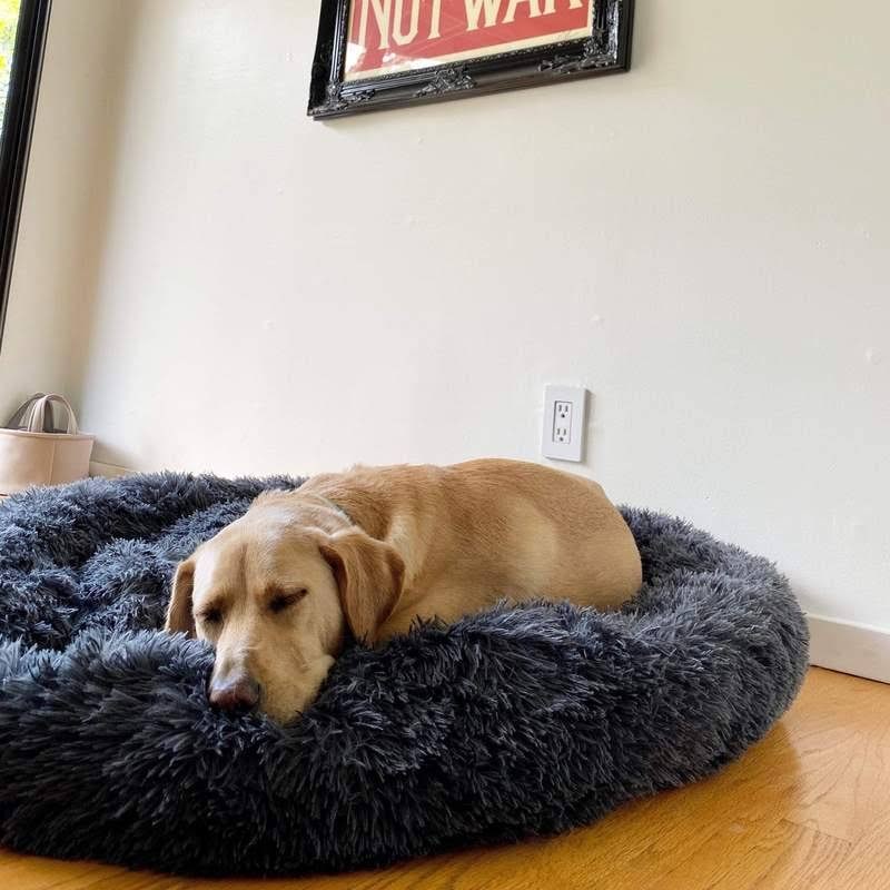 Donut Dog Bed with Plush Faux Fur Raised Rim and Calming Nest Design - Image 14