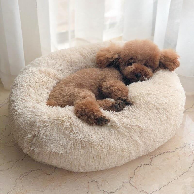 Donut Dog Bed with Plush Faux Fur Raised Rim and Calming Nest Design - Image 4