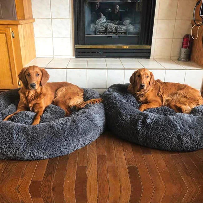 Donut Dog Bed with Plush Faux Fur Raised Rim and Calming Nest Design - Image 5