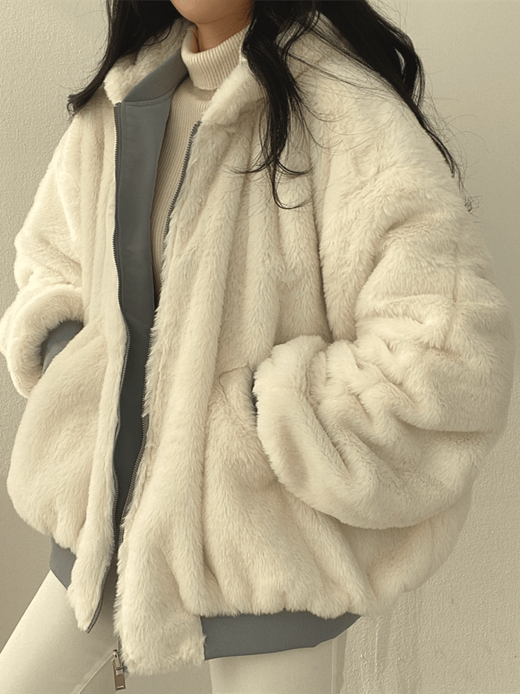 Women's Reversible Teddy Bomber Jacket