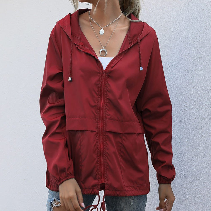 Women's Hooded Zip Up Raincoat