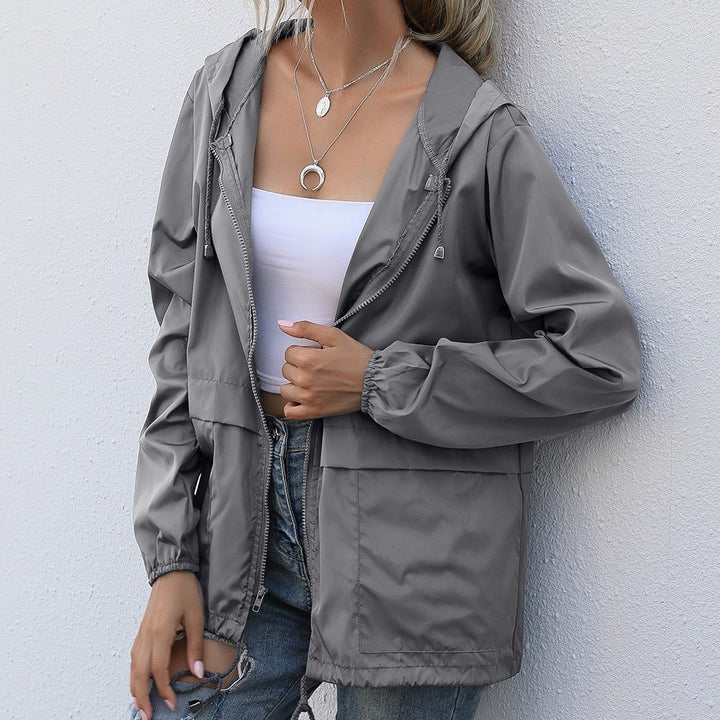 Women's Hooded Zip Up Raincoat