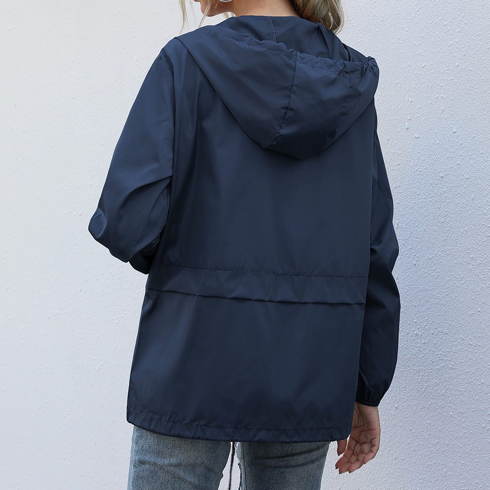 Women's Hooded Zip Up Raincoat