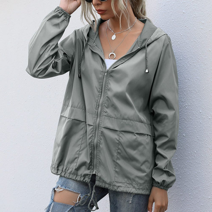 Women's Hooded Zip Up Raincoat