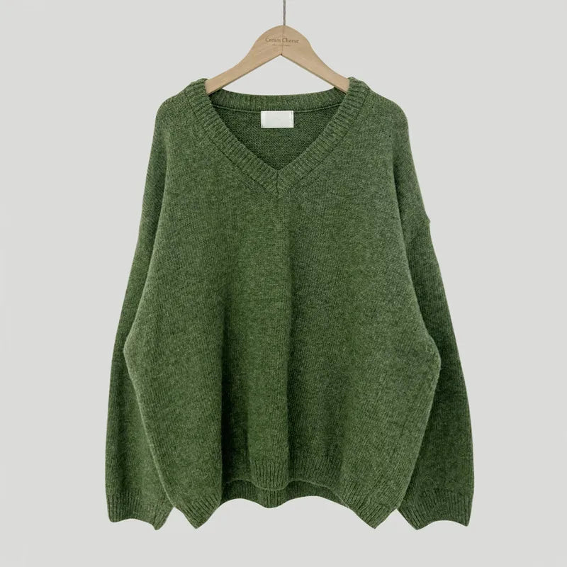 Women's Ribbed V-Neck Jumper