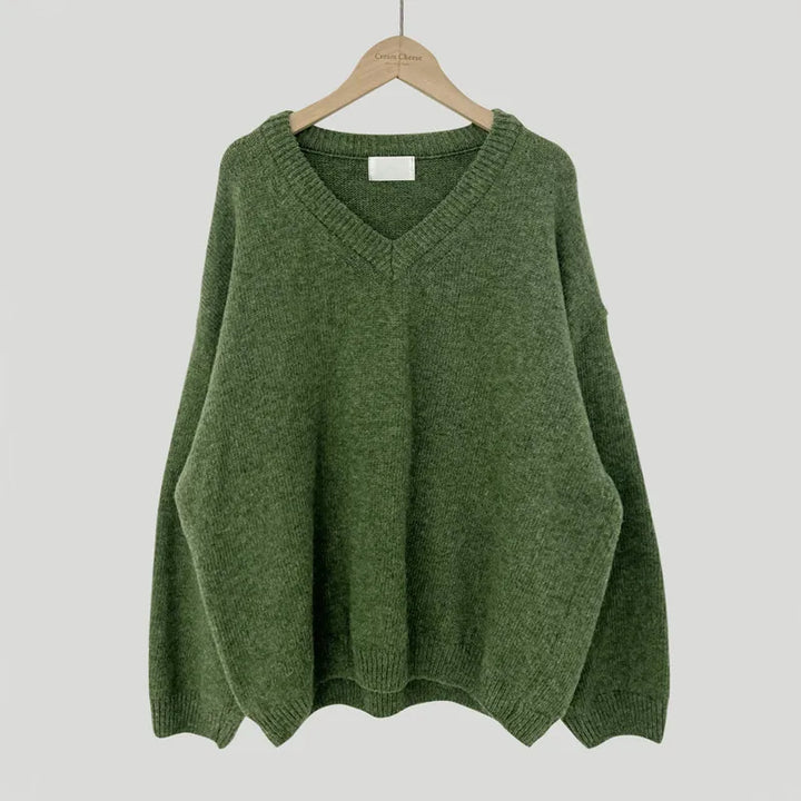 Women's Ribbed V-Neck Jumper