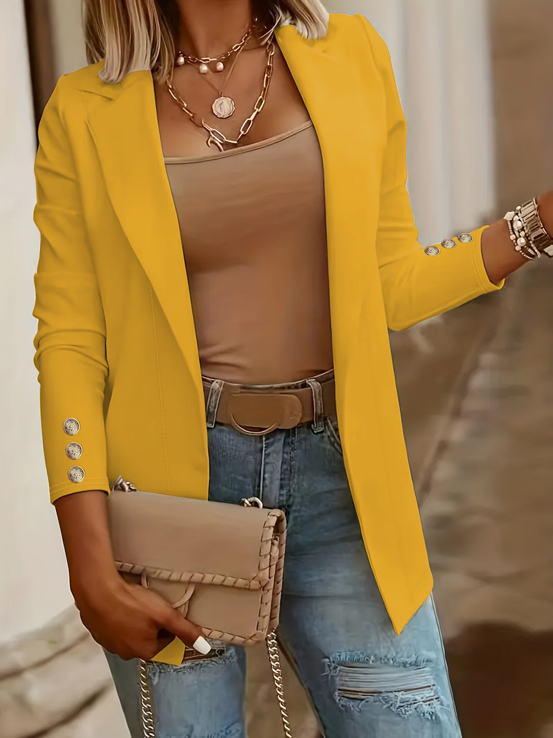 Women's Mid-Length Lapel Coat