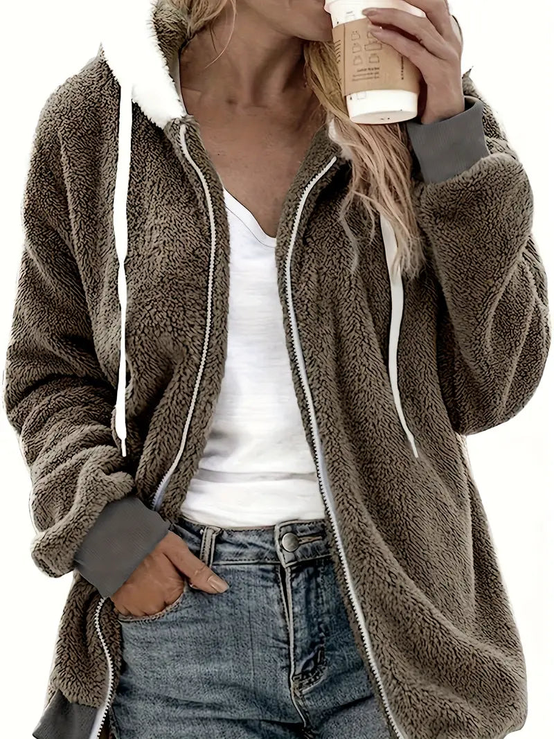 Women's Teddy Jacket Oversized Hooded Full Zip