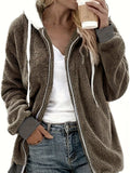 Women's Teddy Jacket Oversized Hooded Full Zip
