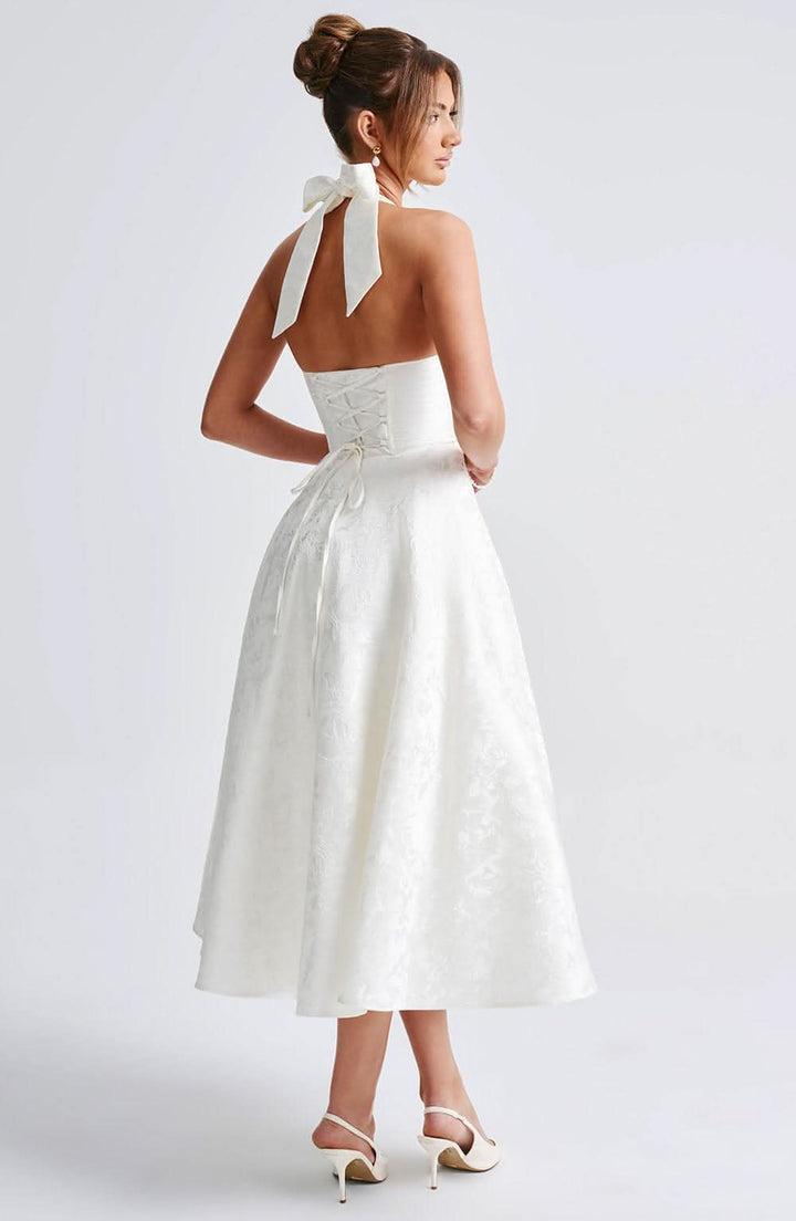 Women's Floral Halter Wedding Guest Midi Dress