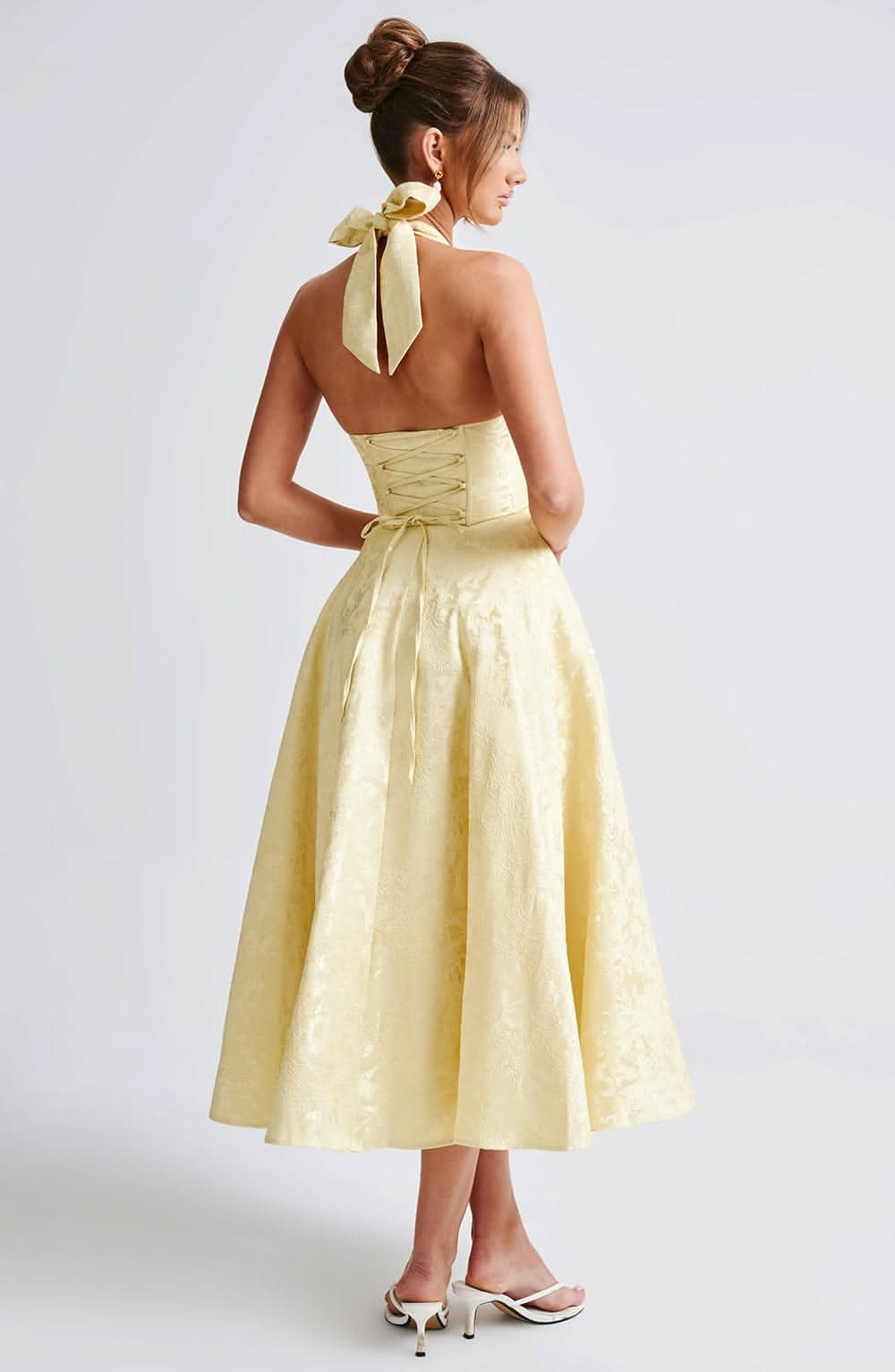 Women's Floral Halter Wedding Guest Midi Dress