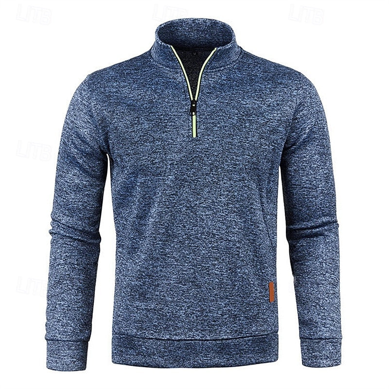 Men's Quarter Zip Textured Jumper
