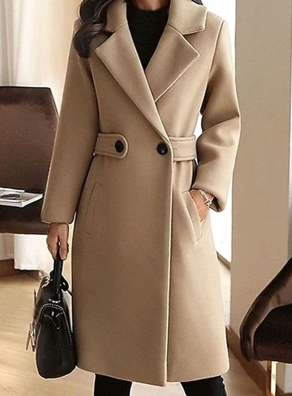 Women's Belted Wool Blend Coat