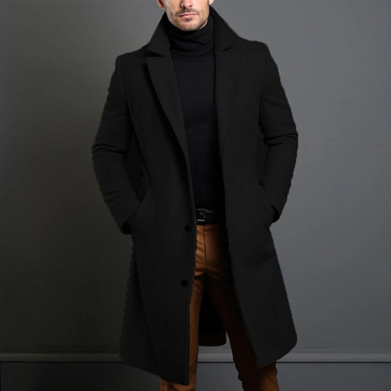 Men's Slim Fit Long Lapel Coat