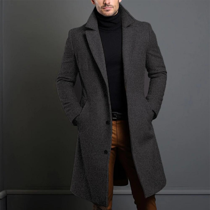 Men's Slim Fit Long Lapel Coat
